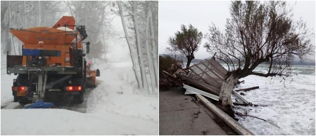 Κακοκαιρία “Ηφαιστίων”: Τεράστιες καταστροφές και χιόνια στην Λέσβο (εικόνες)