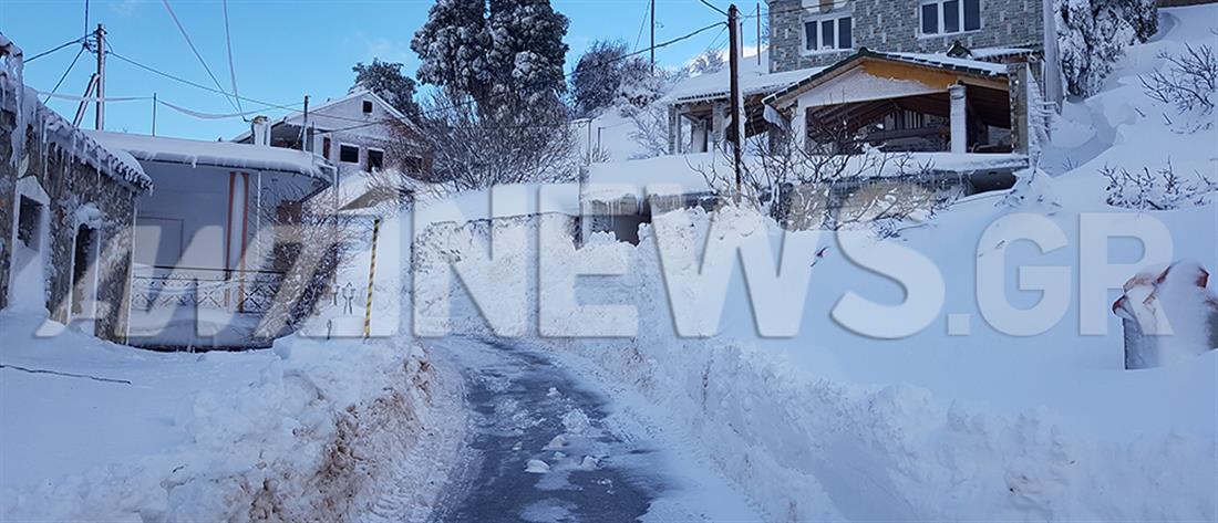 Σέττα: Ο ΑΝΤ1 στο χωριό της Εύβοιας που θάφτηκε από το χιόνι (βίντεο)