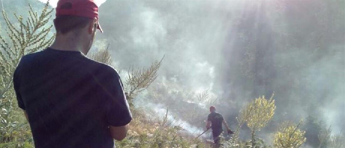 Πυρκαγιά σε ορεινή περιοχή της Ευρυτανίας (εικόνες)