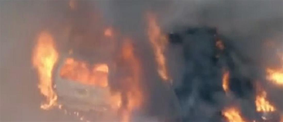 Τροχαίο - Βραζιλία: Στις φλόγες φορτηγό και αυτοκίνητο (βίντεο)