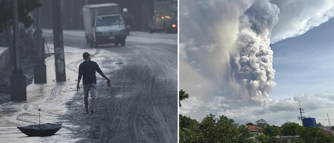 “Συναγερμός” και εικόνες δέους από την έκρηξη του ηφαιστείου στις Φιλιππίνες