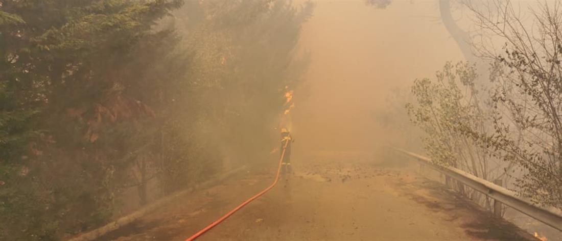 Φωτιά στην Σταμάτα: το μήνυμα από το 112 στους κατοίκους (εικόνες)