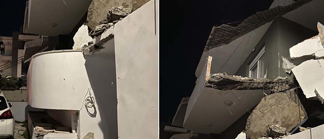 Ηράκλειο: Κατέρρευσε μπαλκόνι πολυκατοικίας (εικόνες)