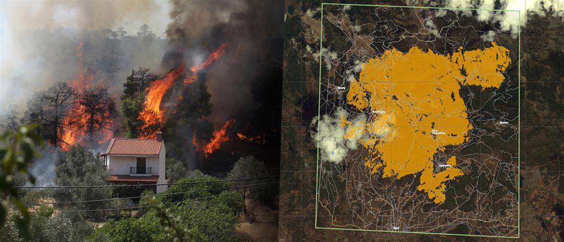 Φωτιά στην Εύβοια: ο επίσημος απολογισμός για την καμένη έκταση (χάρτης)