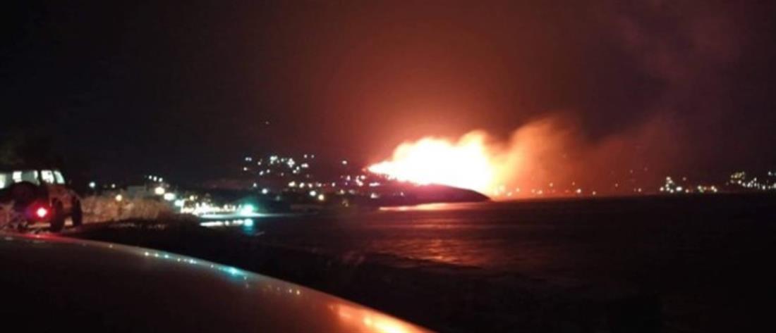 Νύχτα αγωνίας στην Κάρυστο εξαιτίας μεγάλης πυρκαγιάς