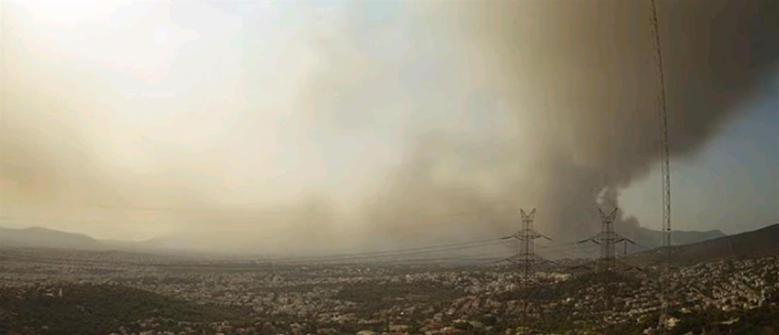 Φωτιά στη Βαρυμπόμπη: Το Time - lapse της πυρκαγιάς (βίντεο)