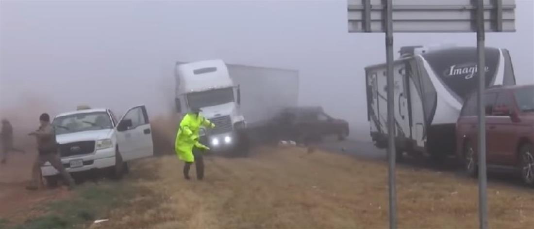 Φορτηγό... στην ομίχλη, προκαλεί τρόμο και καταστροφή (βίντεο)