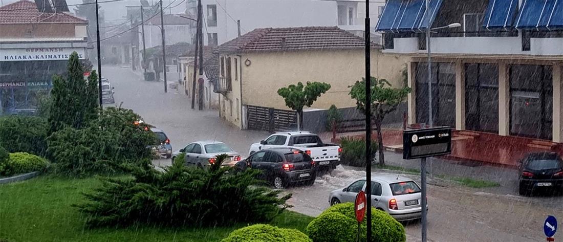 Κακοκαιρία -Τρίκαλα: Δρόμοι “ποτάμια” και πλημμυρισμένα σπίτια (βίντεο)