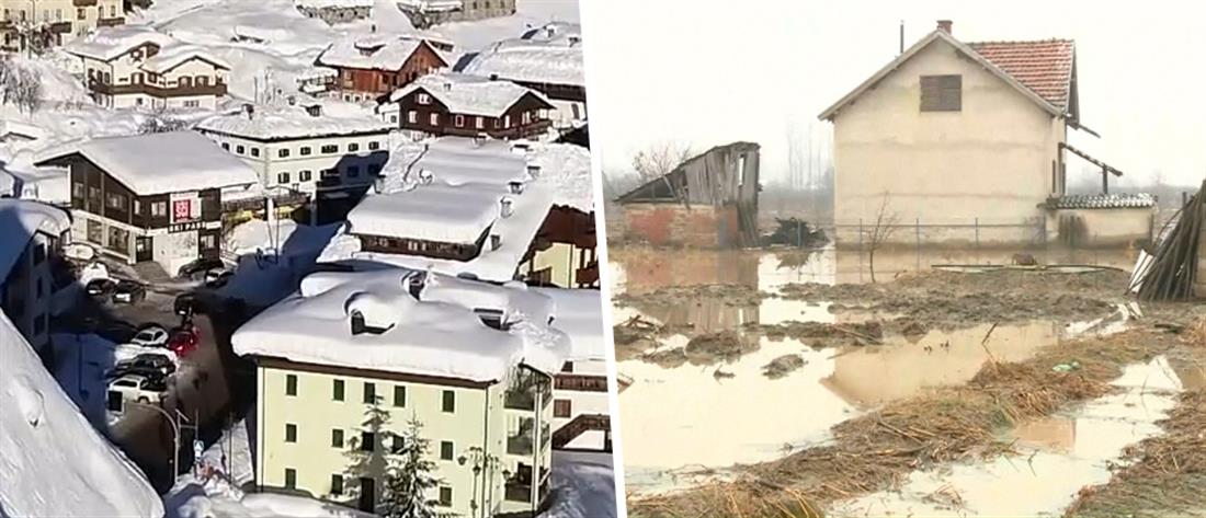 Χιόνια και πλημμύρες σε Ιταλία και Σερβία (εικόνες)